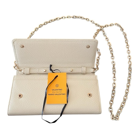 Mario Valentino NWT Leather Wallet with removable chain strap pebbled leather - Picture 3 of 8